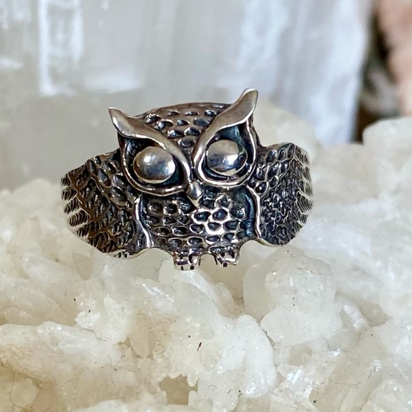 925 Sterling Silver Owl Ring - Picture 1 of 6
